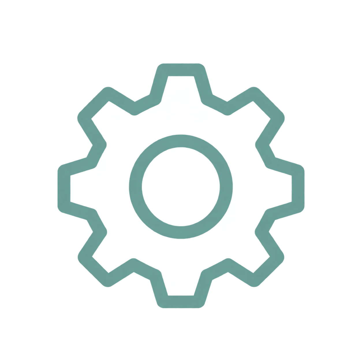 Gray gear with a central circular hole on a transparent background