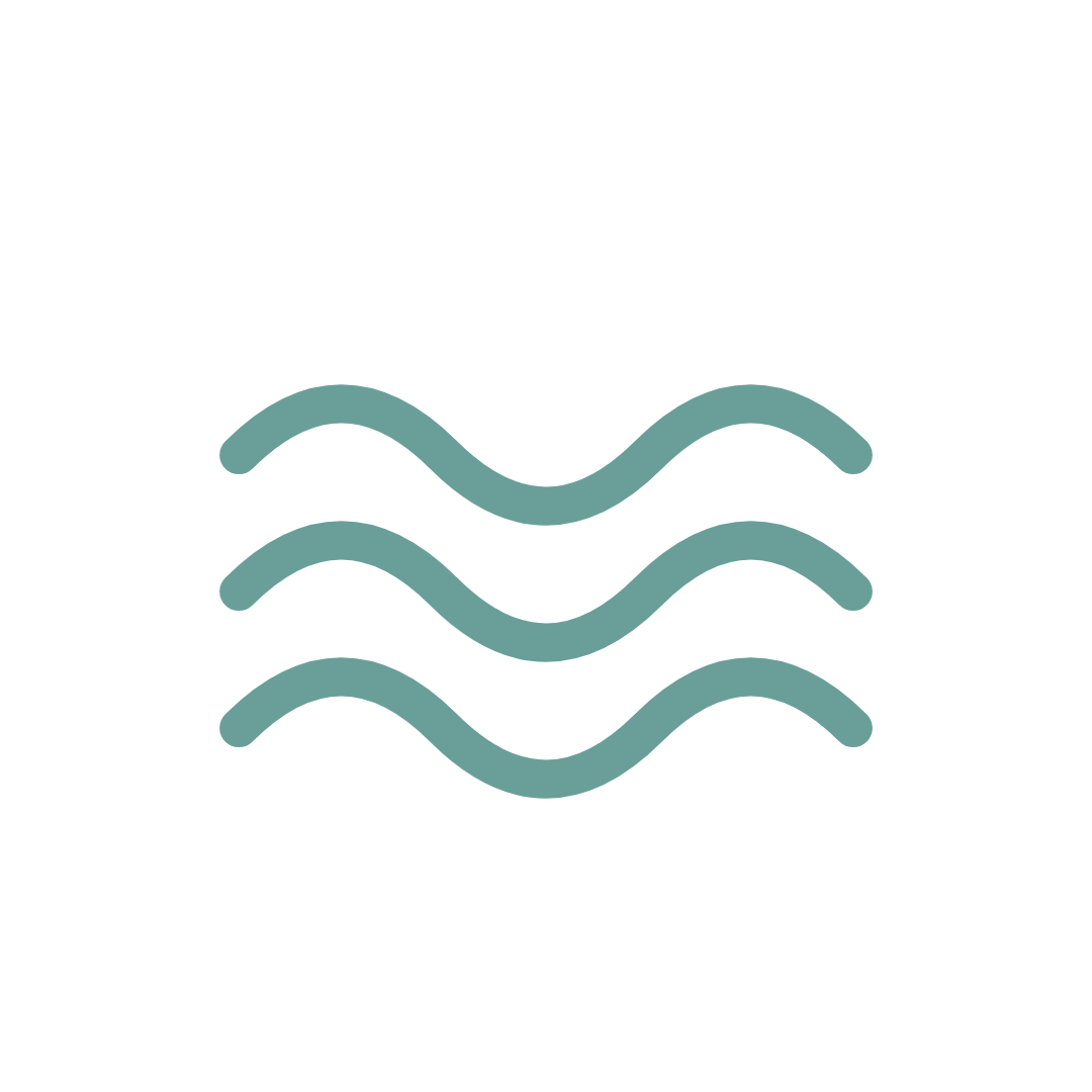 Three teal wavy lines on a black background