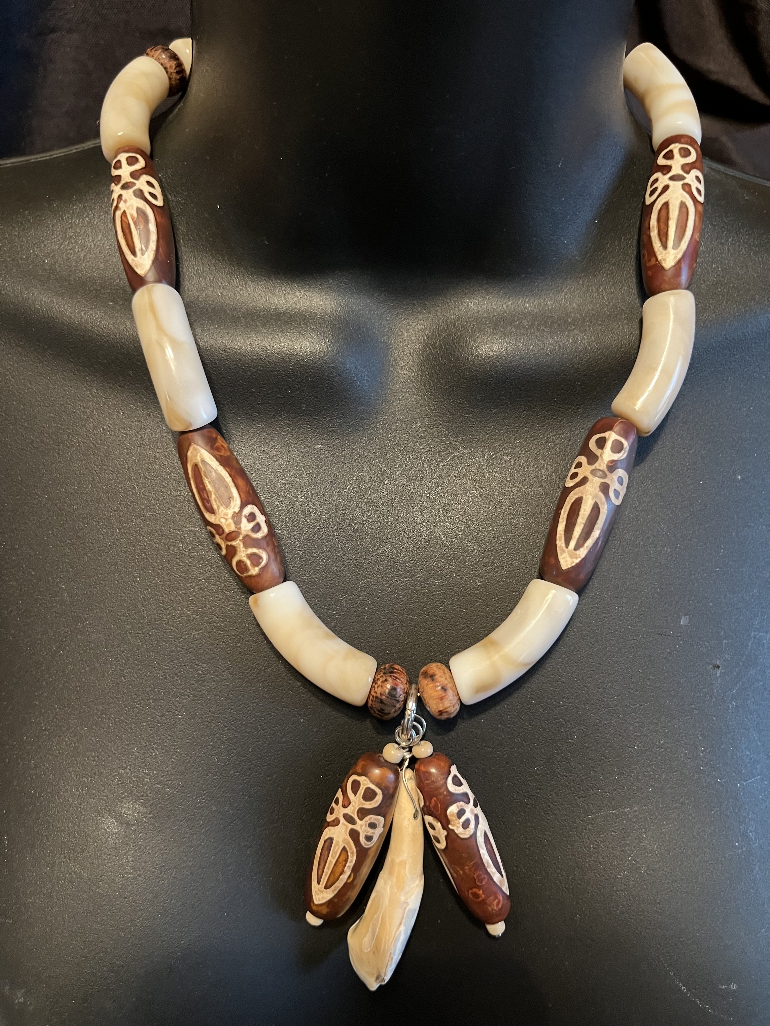 Tibetan & Marble Tube Necklace