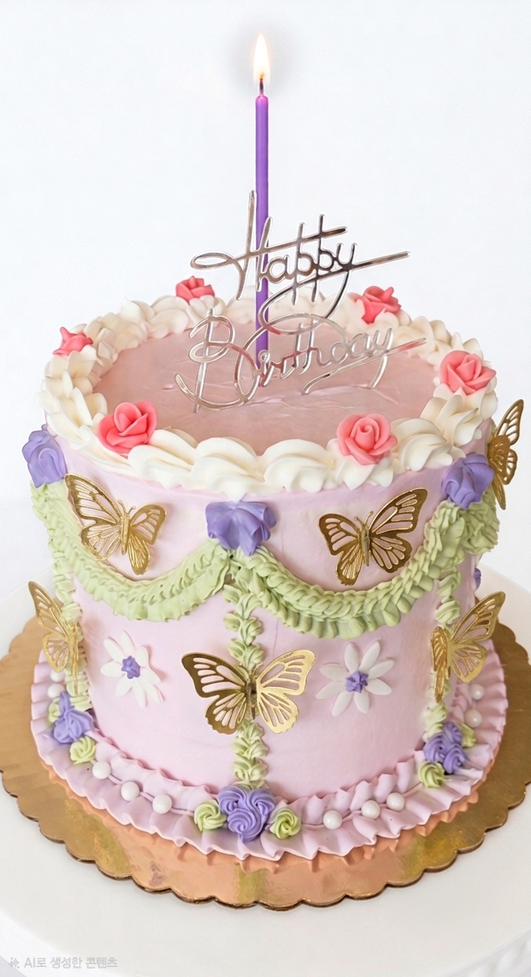 Birthday Cake w/Butterfly (7")
