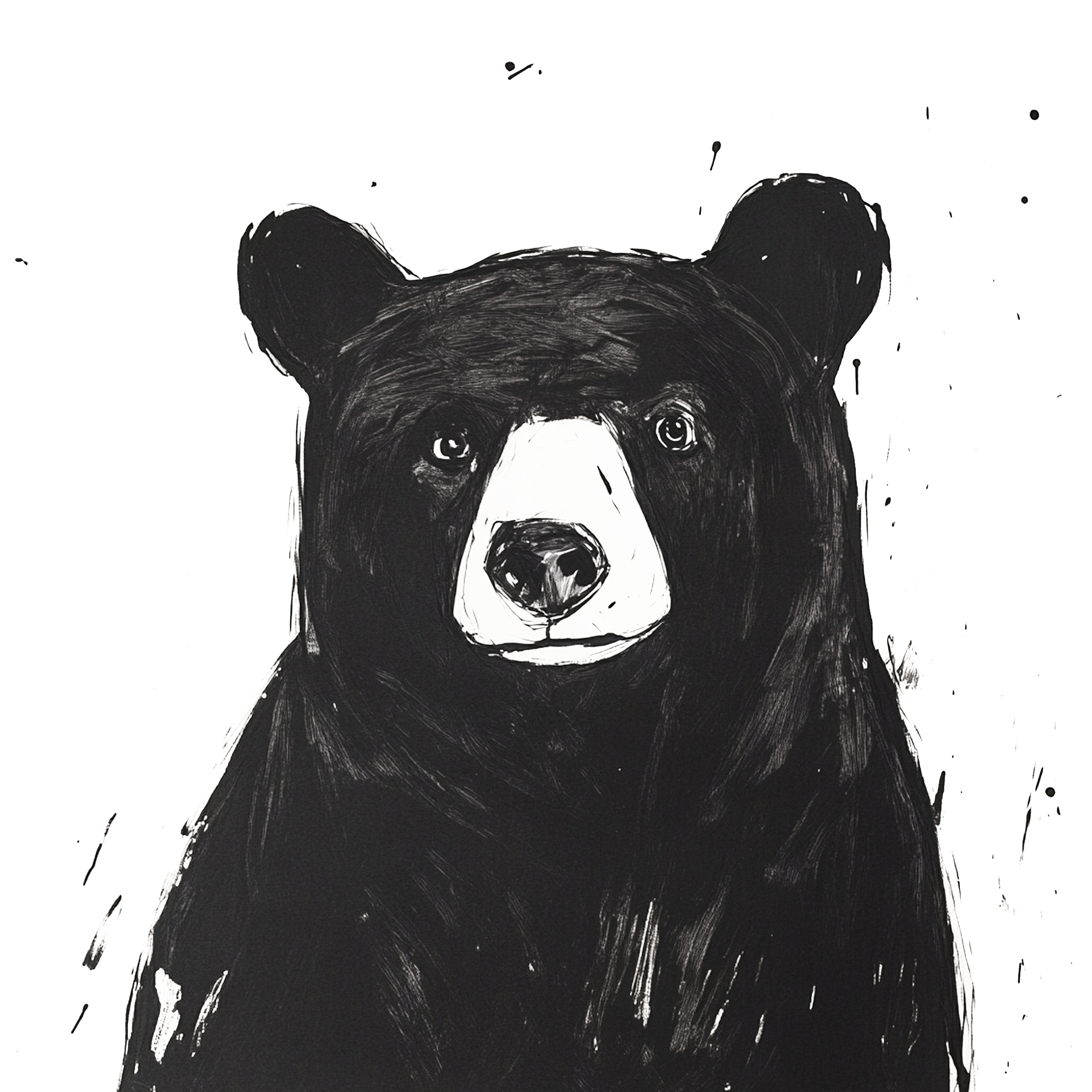 a pen and ink illustration of an inquisitive looking bear by David Howlett