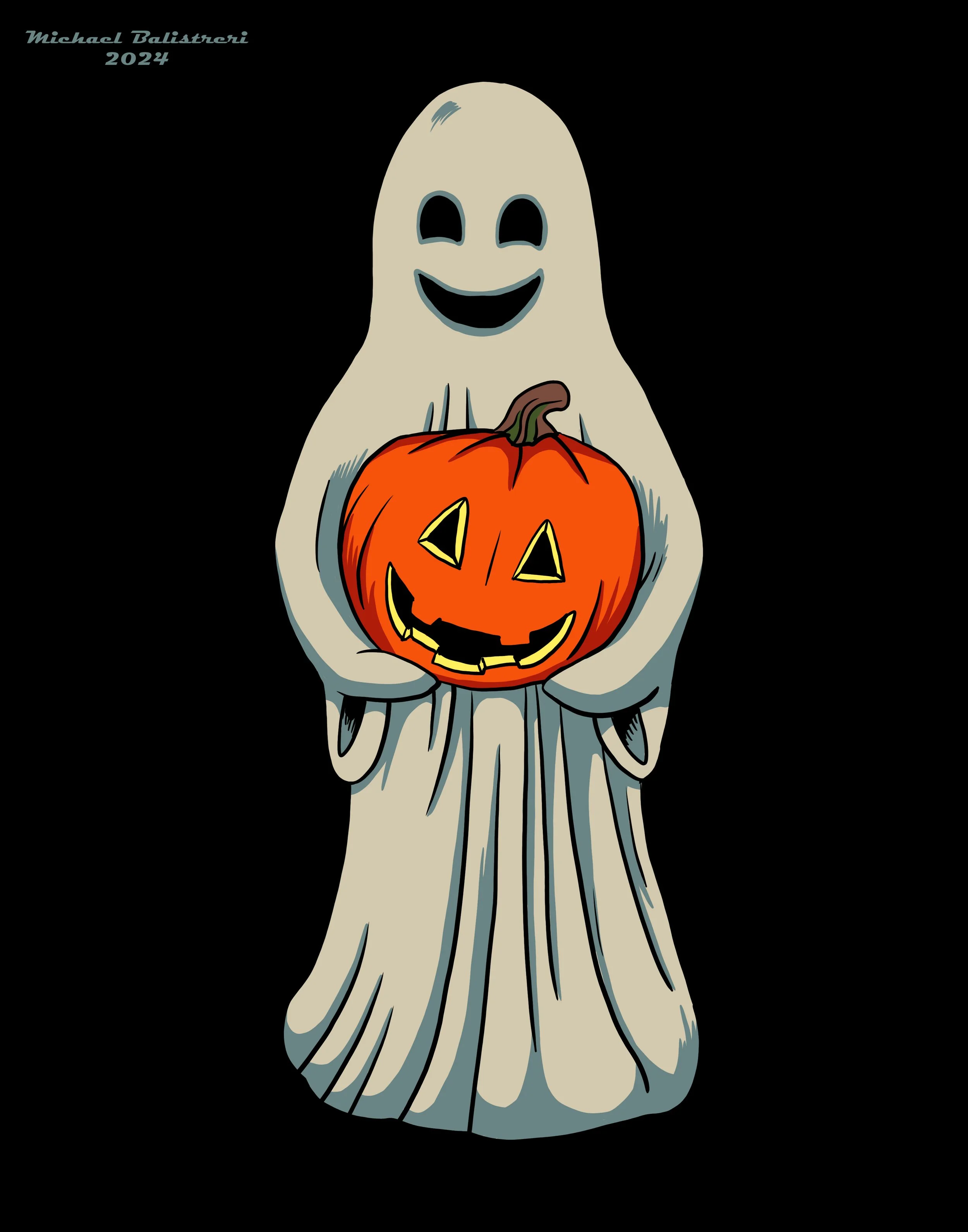 Ghost Holding Jack-O-Lantern