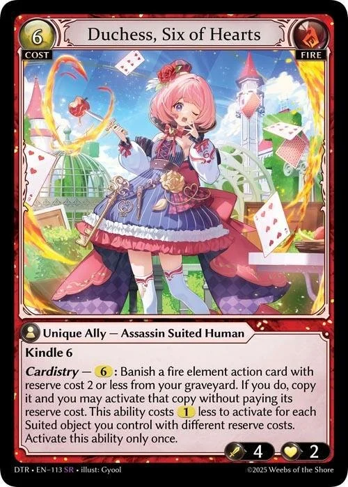 Duchess, Six of Hearts NM