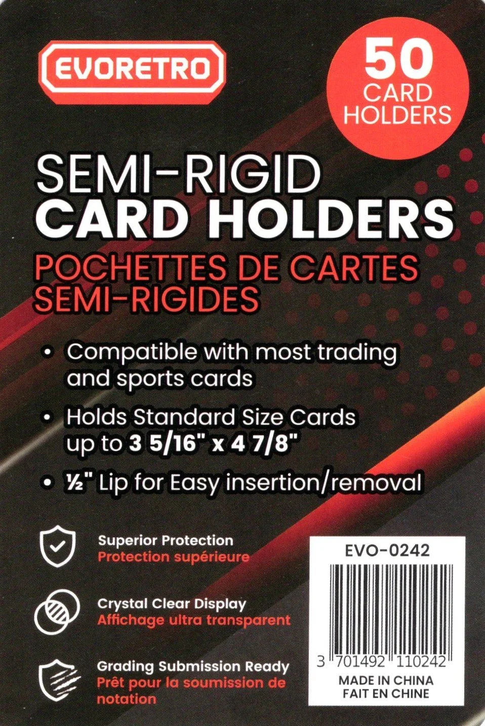 Evoretro Semi-Rigid Card Holders 50 pack