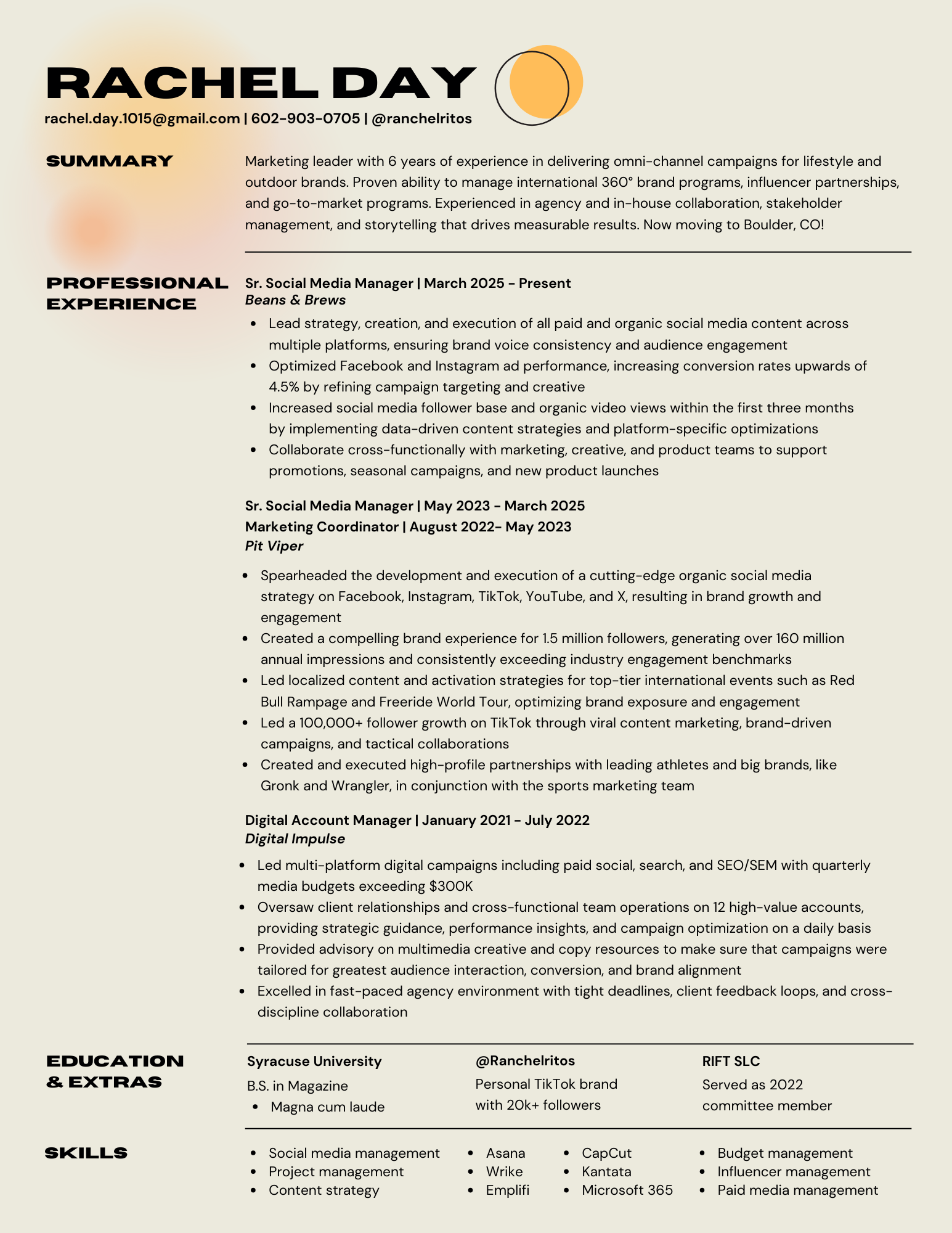 Resume — Rachel Day
