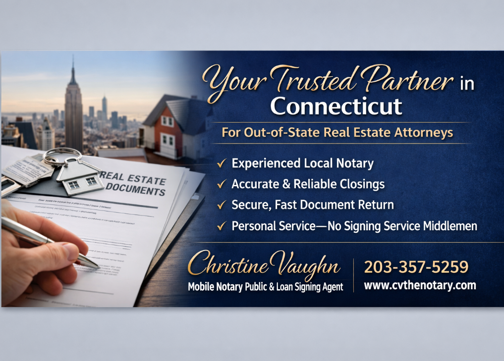 A Trusted Connecticut Mobile Notary for Out-of-State Real Estate Attorneys
