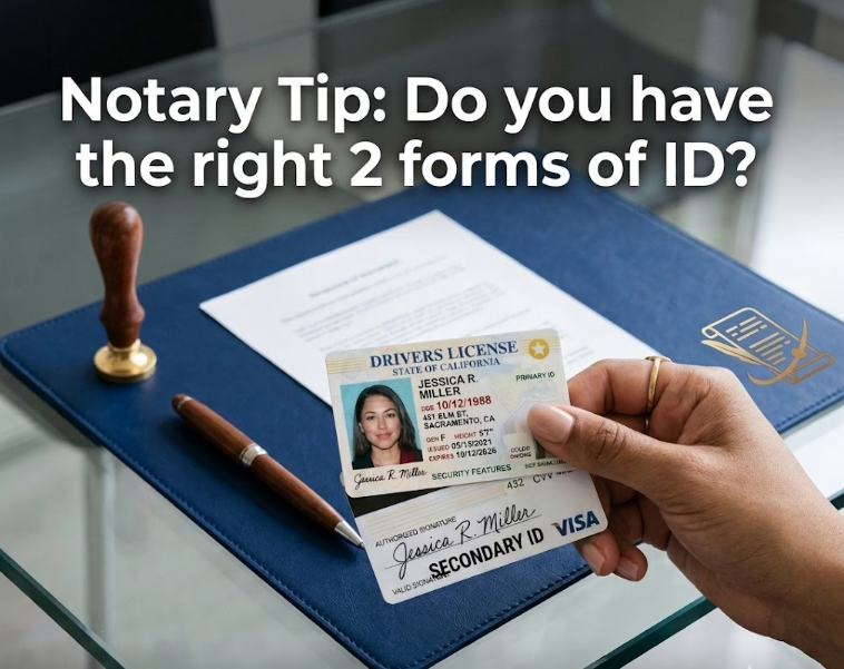 📝 Planning a Notarization? Don't Forget Your Two Forms of ID!