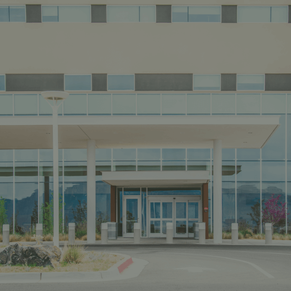 Image of front entrance to medical complex building
