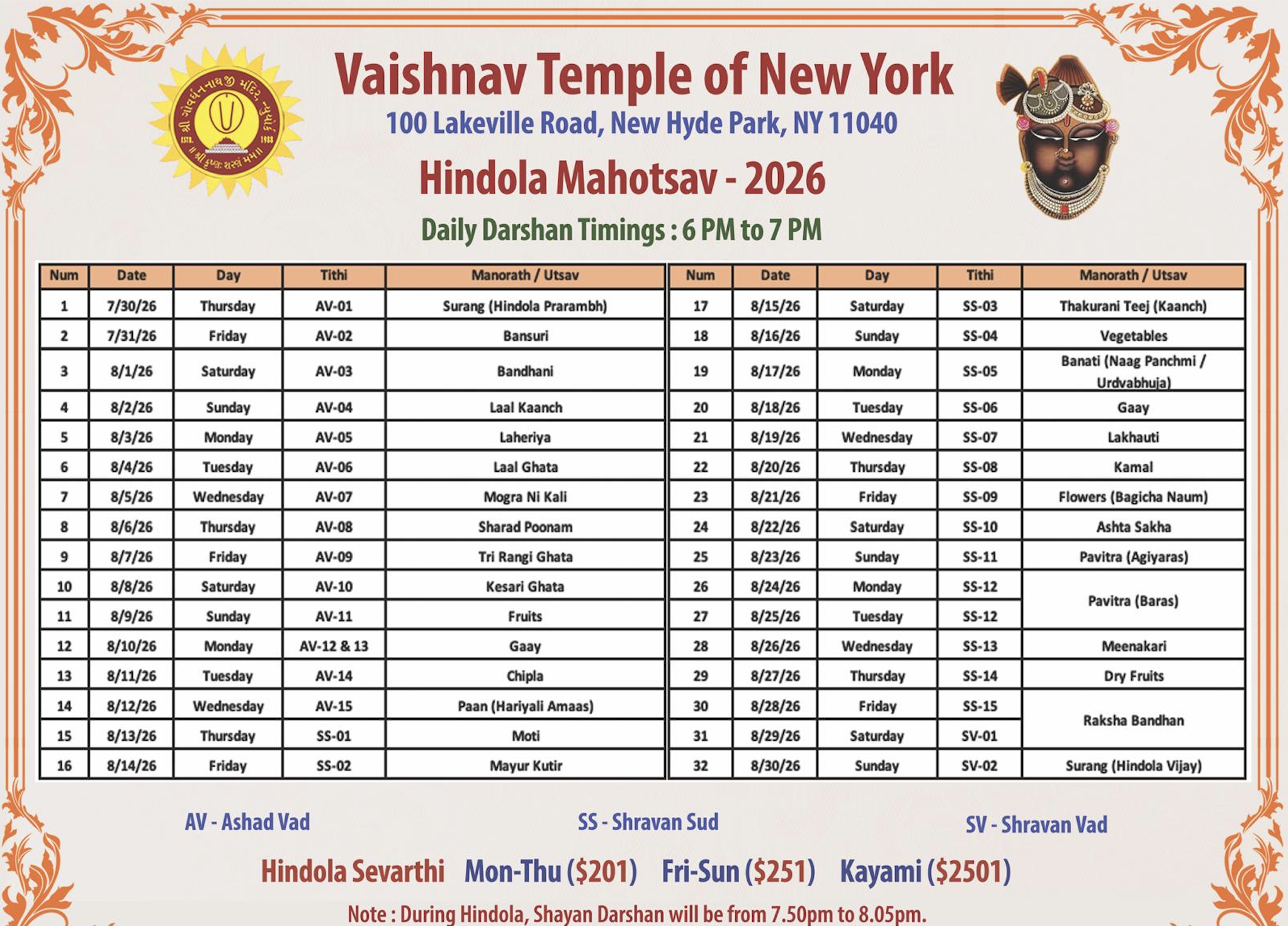 Vaishnav Temple HINDOLA MAHOTSAV 2026