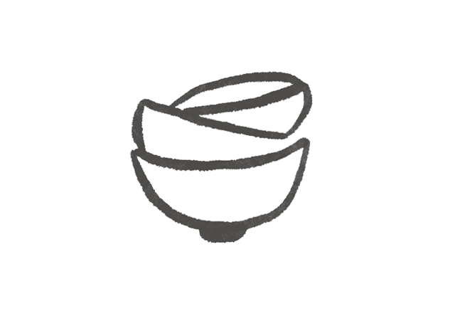 Stacked bowls in a simple line drawing style