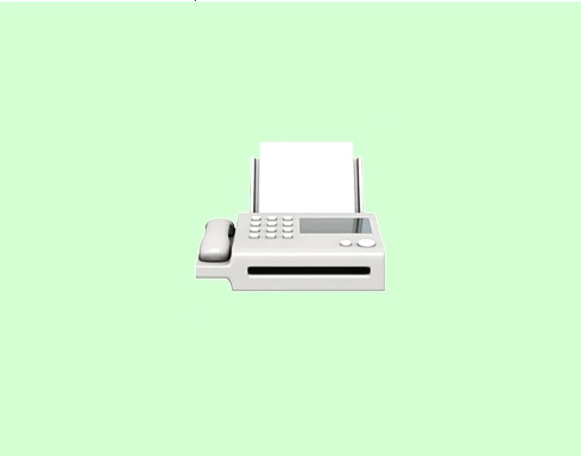 Fax machine emoji on light green background
