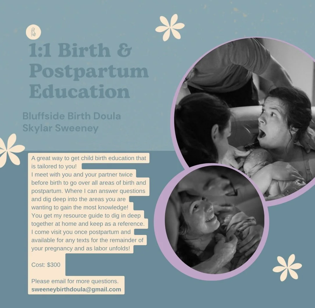 A great way to gain some knowledge before your upcoming birth. I love sitting down with couples and digging deep! 

We cover: 
-positioning
-comfort measures
-postpartum planning
- interventions
- advocacy
-partner support
&amp; more!