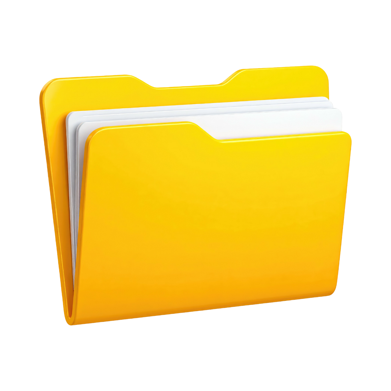 Yellow folder with white papers inside.