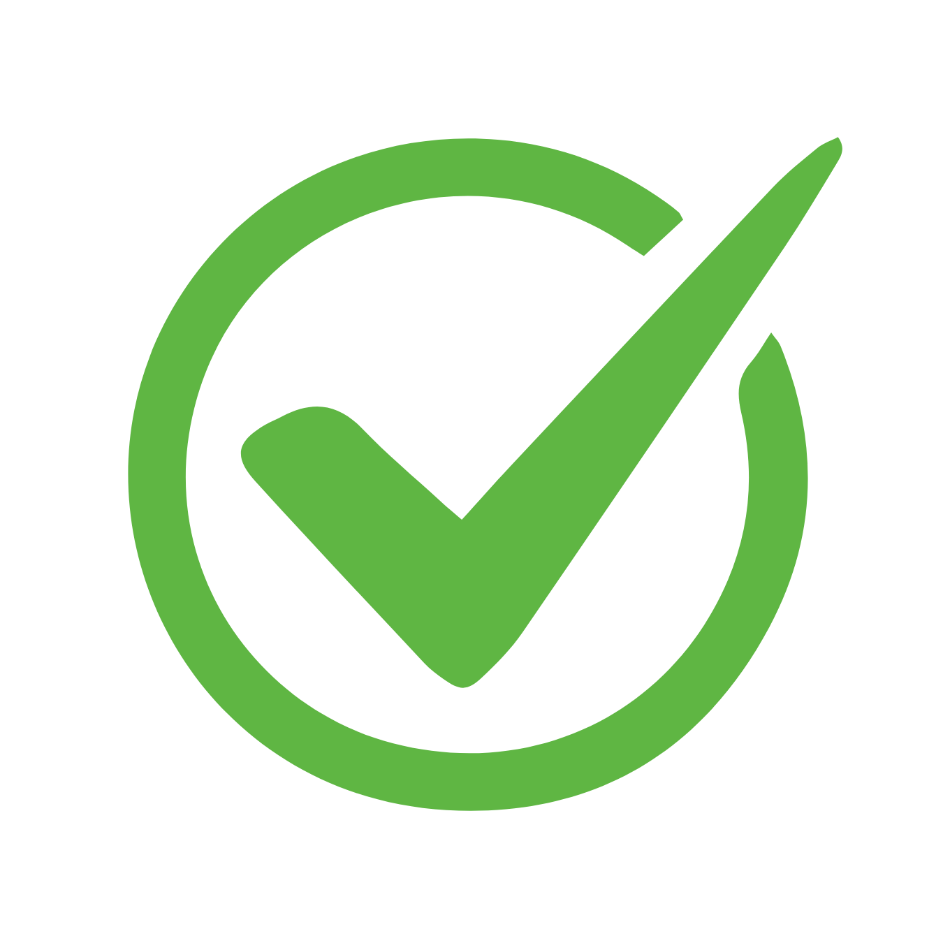 Green checkmark inside a circle on a black background.
