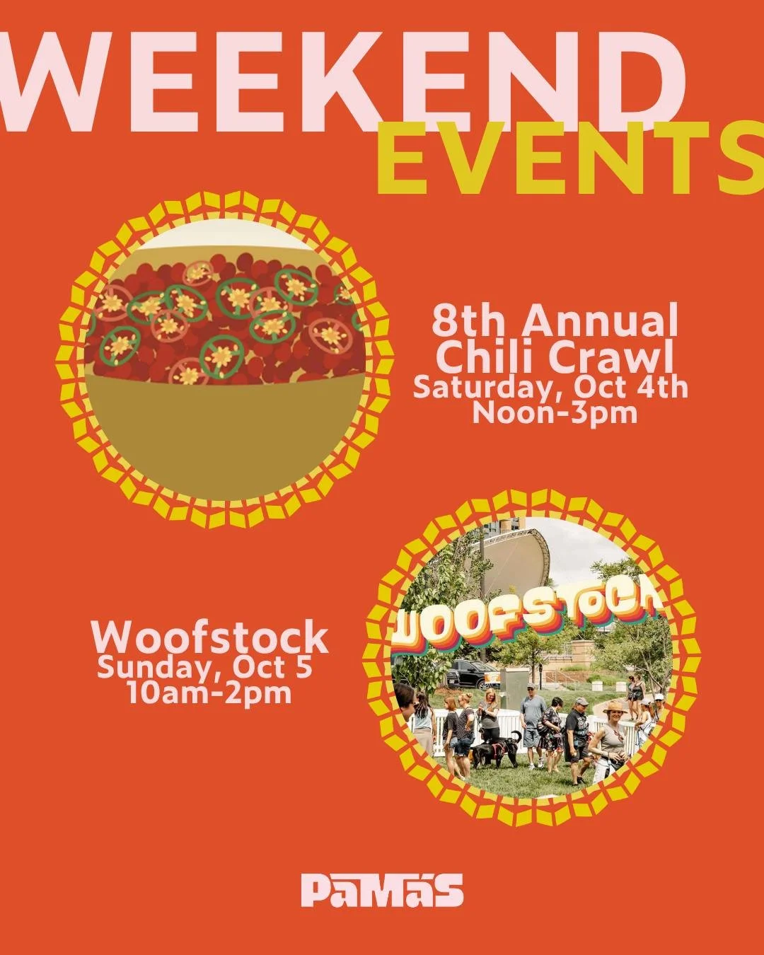 We have some fun events at @midtowncrossing this weekend!

Join us for the 8th Annual Chili Crawl and Woodstock this Saturday and Sunday. Which are you most excited for? 🍲🐕