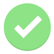 Green circle with a white checkmark in the center