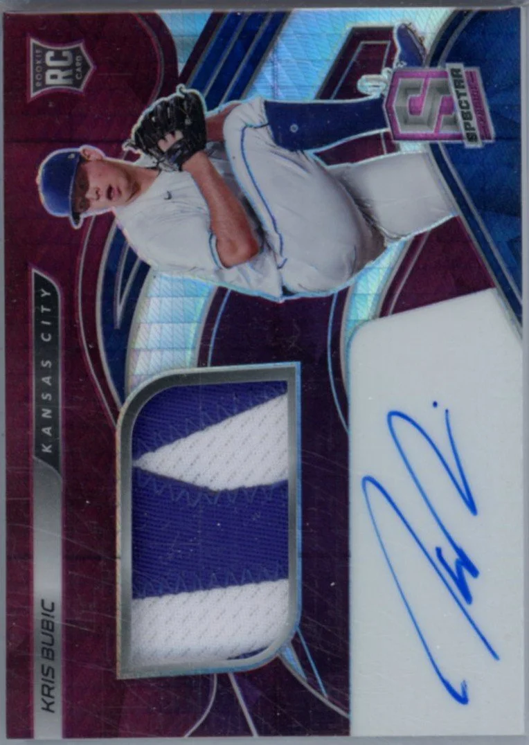 2021 Panini Spectra Spectra Rookie Jersey Autographs Neon Pink - Kris Bubic (RC)