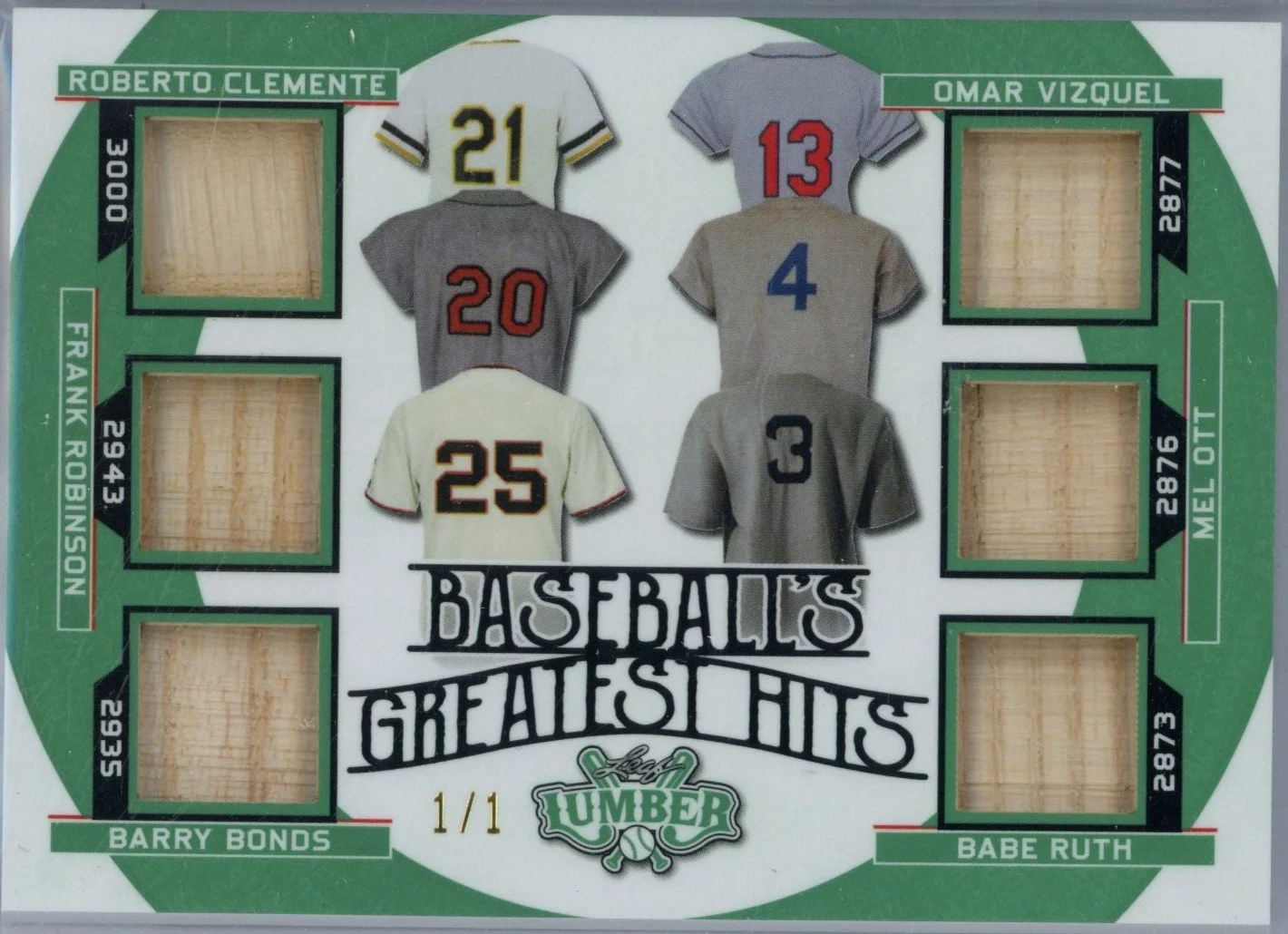 PC- Pulled this incredible (1/1) - Clemente, Vizquel, F. Robinson, Ott, Barry Bonds, Ruth