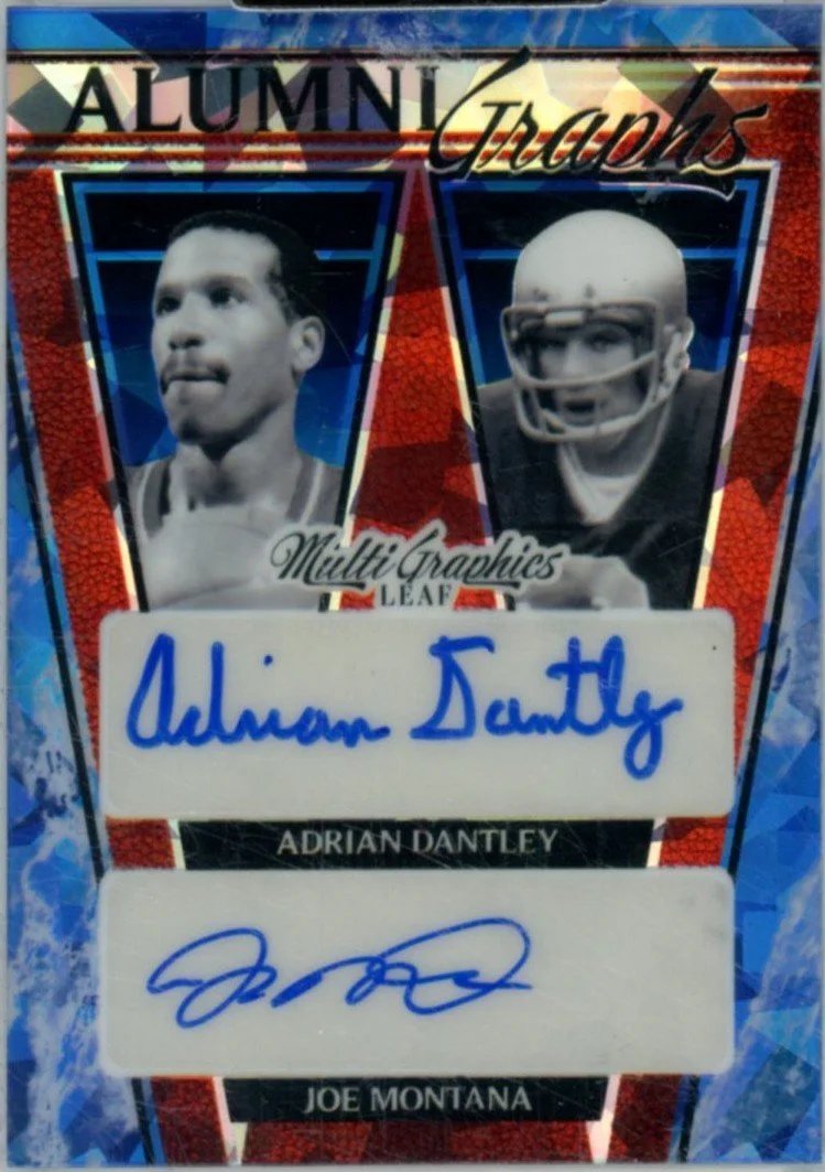 2022-23 Leaf MultiGraphics AlumniGraphs Blue Crystal - Adrian Dantley / Joe Montana