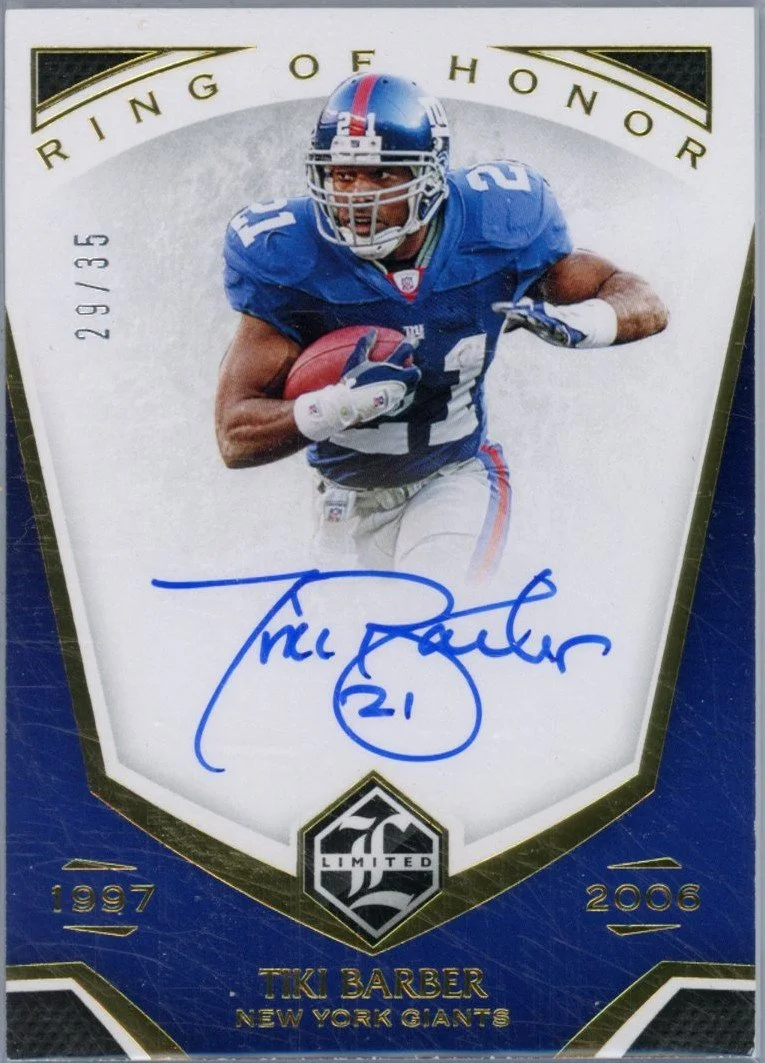 2019 Panini Limited Ring of Honor Autographs - Tiki Barber