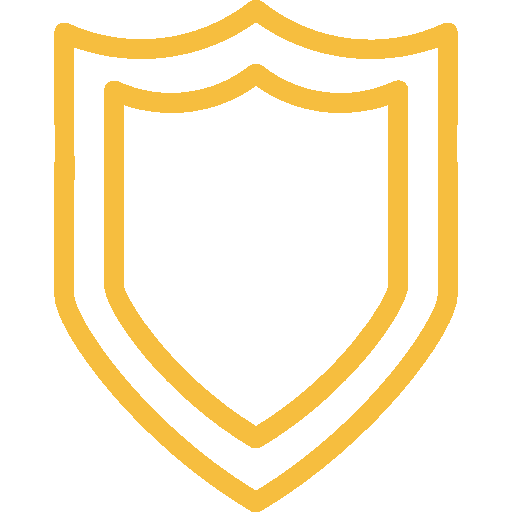 Ein goldener Schild mit schwarzem Hintergrund, das eine schlichte, leere Wappenschilde-Form zeigt.