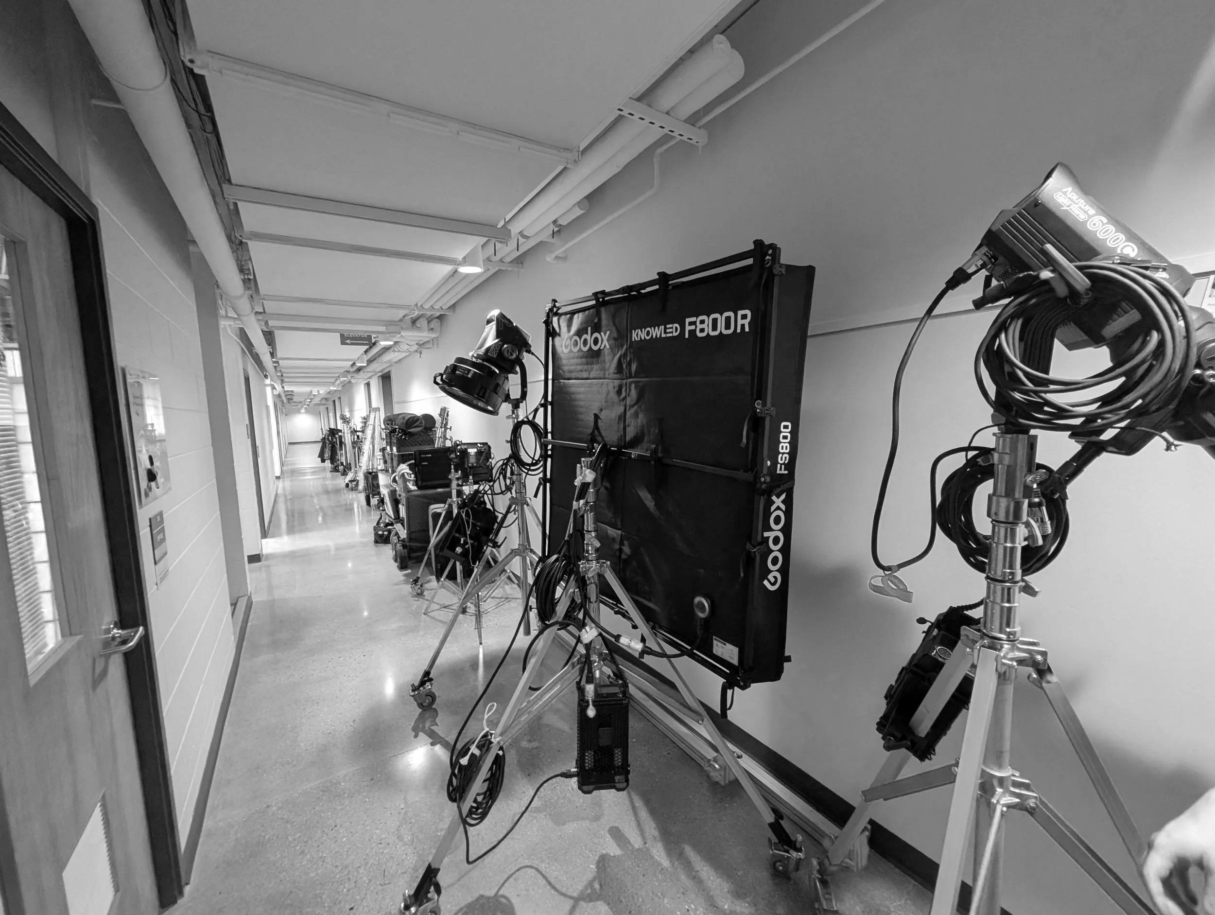 Lighting equipment on a Wisconsin commercial shoot
