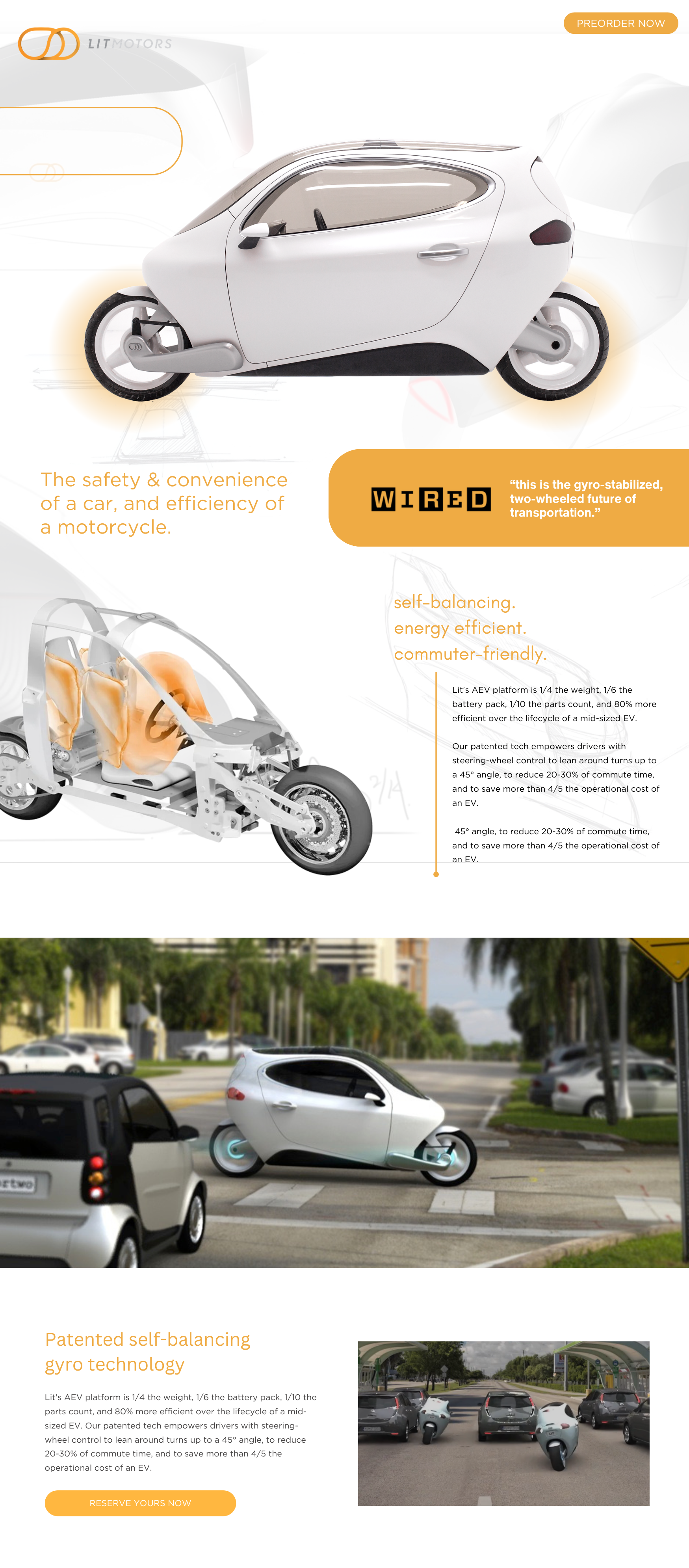 Mockup of new web design concept for two-wheeled car startup