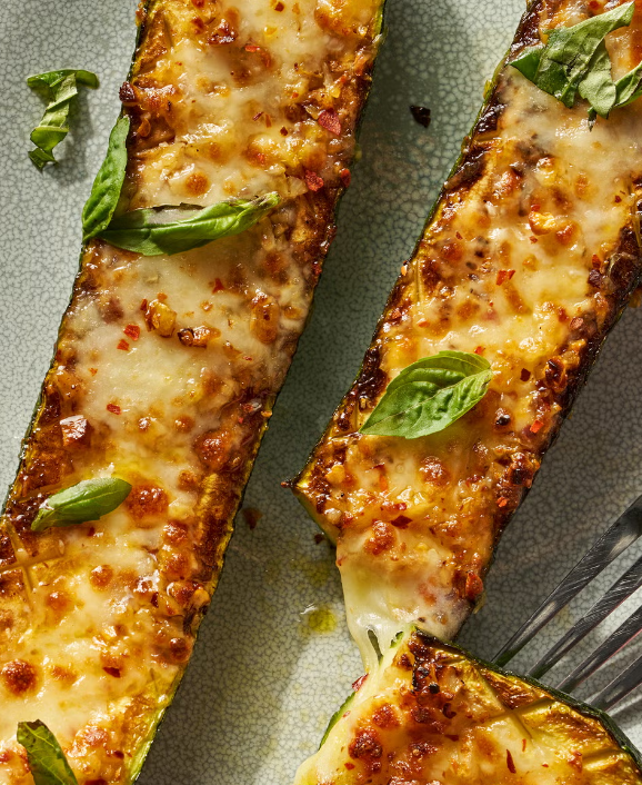 Cheesy Garlic Zucchini Steaks