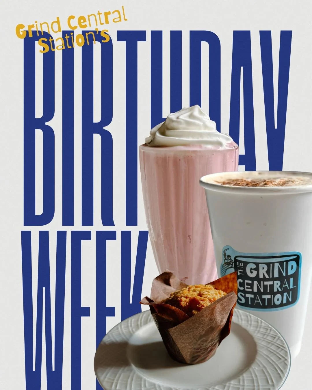 🎉 Next week is Birthday Week at The Grind Central Station 🎉

We&rsquo;re turning ONE and we want to celebrate with YOU! ☕🥳

On Sunday, March 1st (our 1-Year Grand Opening Birthday), we will draw winners for:
🎁 $25 Gift Card
👕 Free T-Shirt
🧢 Fre