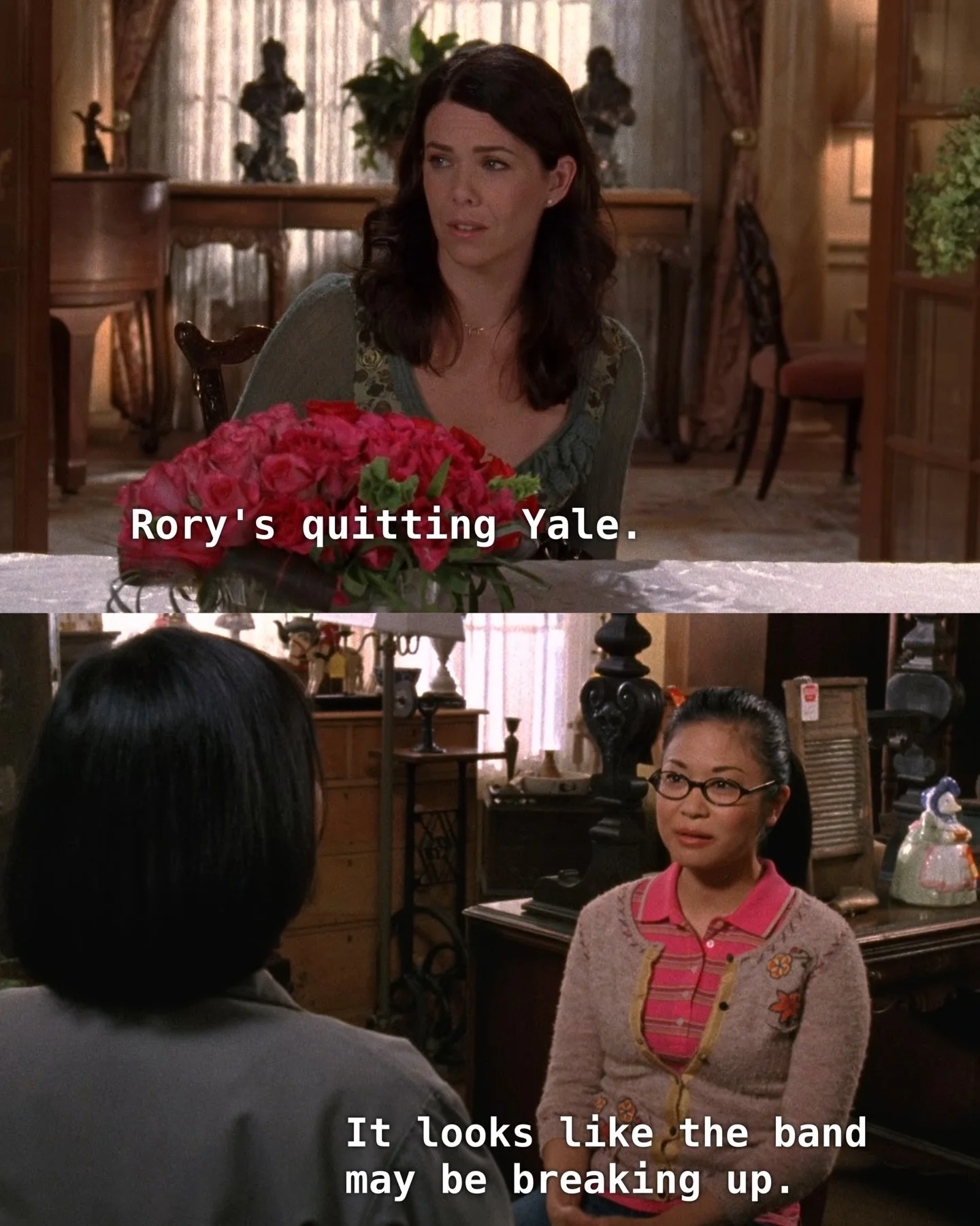 Lorelai &amp; Lane vs Their Parents 🫢

Two daughters who never felt supported in their homes seeking out their parents when it seems like everything is falling apart. Would you have guessed earlier in the series that it would be Mrs. Kim, not the Gi
