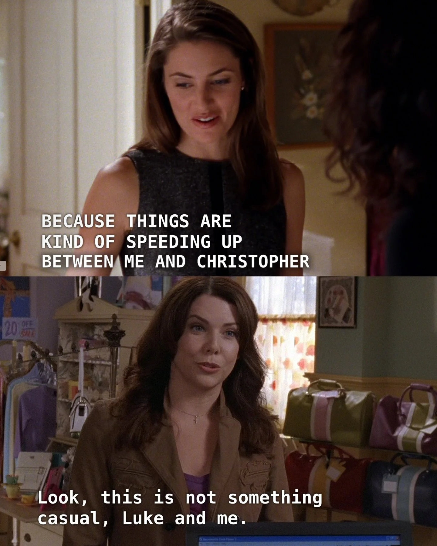 Lorelai on both ends of the single mom conversation 🤝

This week on Gilmore to Say, we&rsquo;re talking about the non-Gilmore Girls. The other women. The Blondes (mostly!) if you will!!!!

This conversation in particular piqued our interest! Lorelai