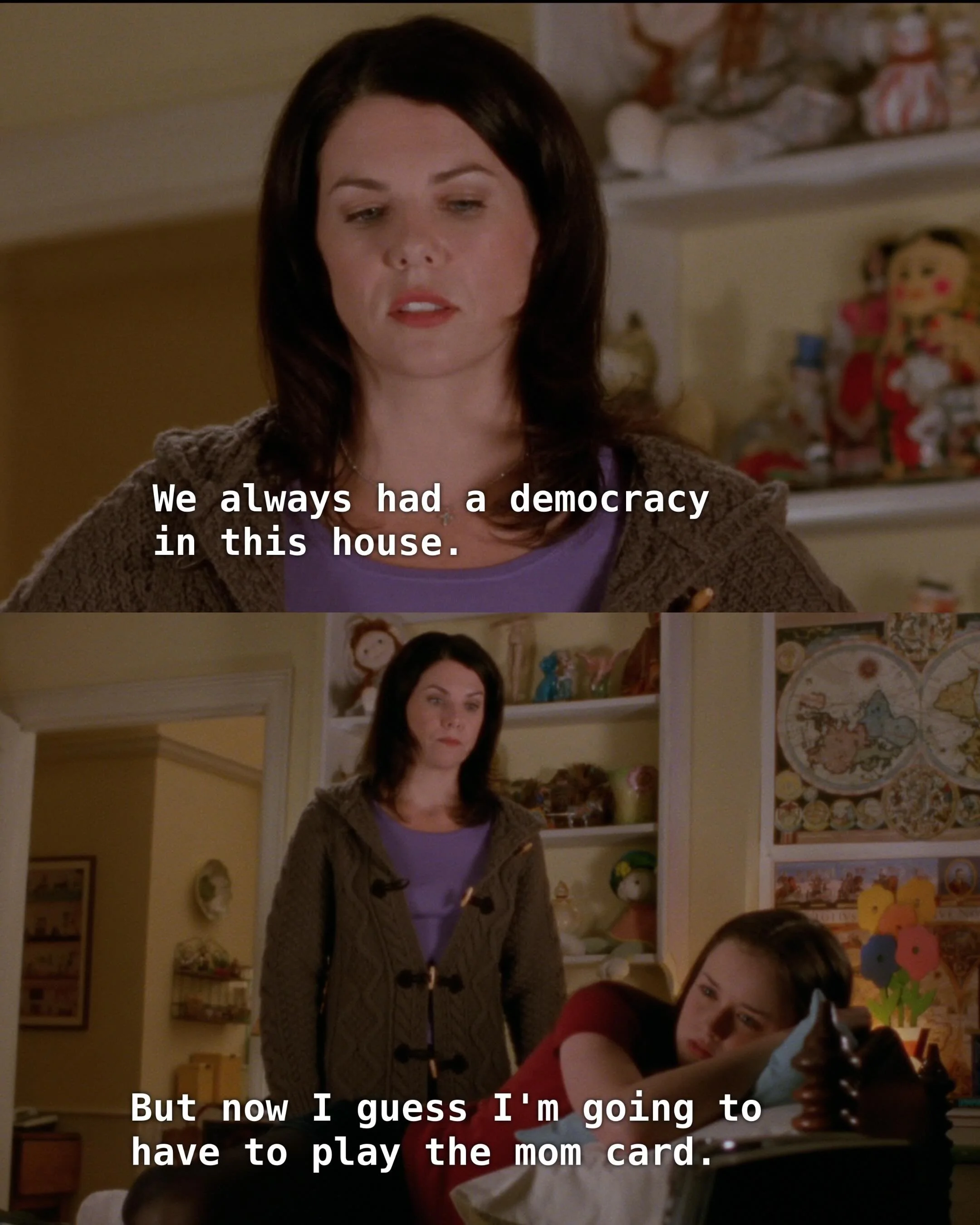 When Lorelai Gilmore plays her &ldquo;mom card&rdquo; 🃏 What&rsquo;s your favorite moment?

She tried to use it sparingly but did it work when she did?? Our full mom card thoughts are streaming now wherever you listen to your pods or watch us on You