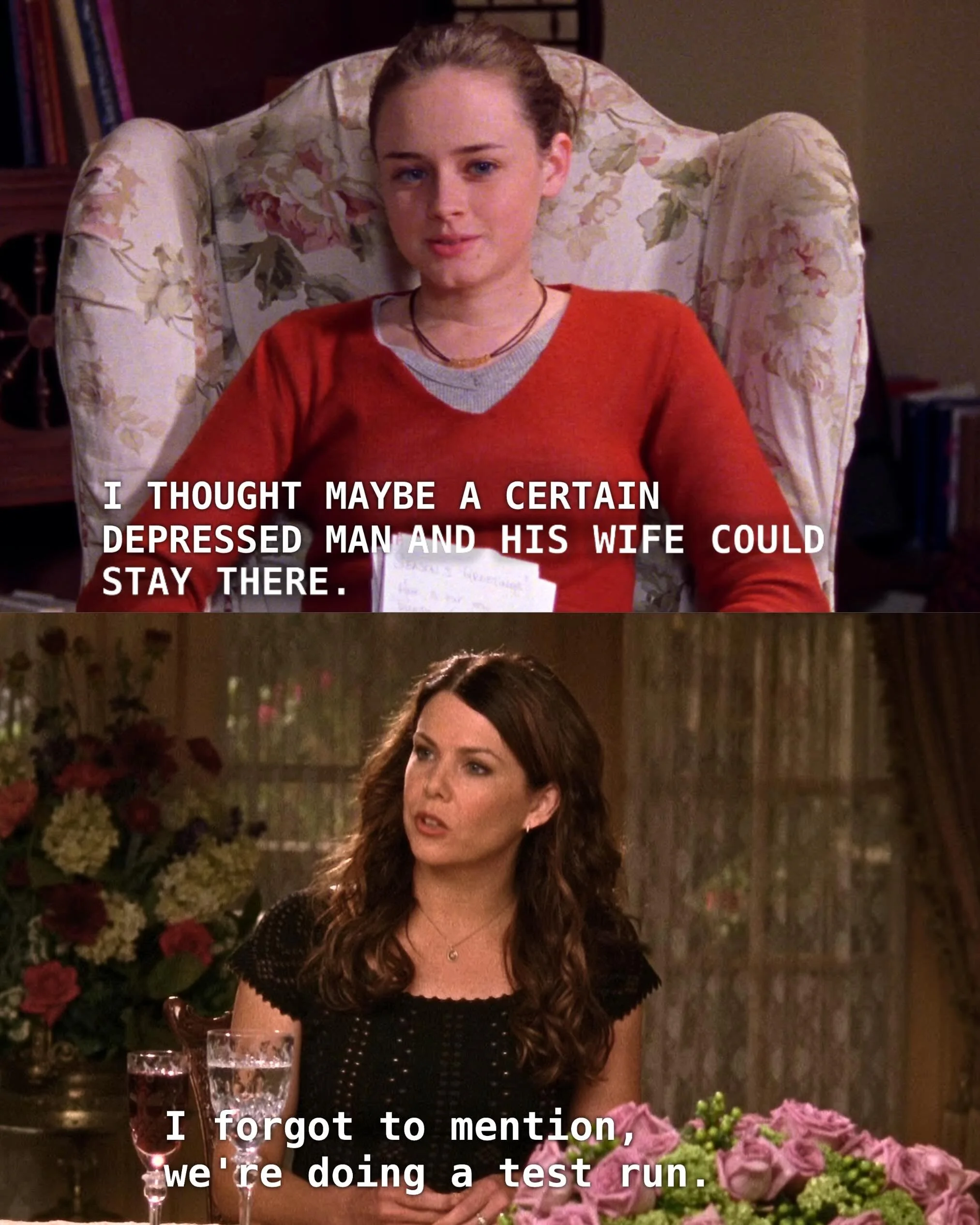 Never a dull moment when the Gilmores come to Stars Hollow 😅

This week we&rsquo;re taking you through when Emily and Richard come to Stars Hollow together, and how (or if) the setting shifts the dynamic between Lorelai and her parents. This is one 