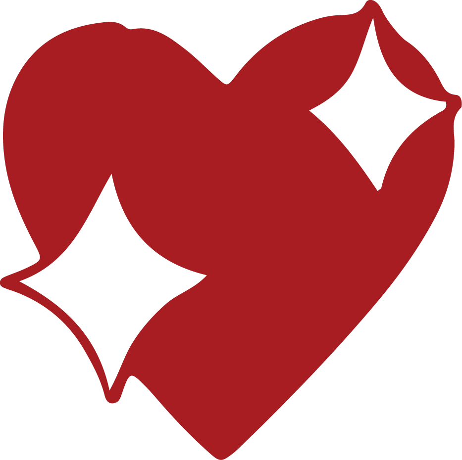 A red heart with sparkles or stars on it