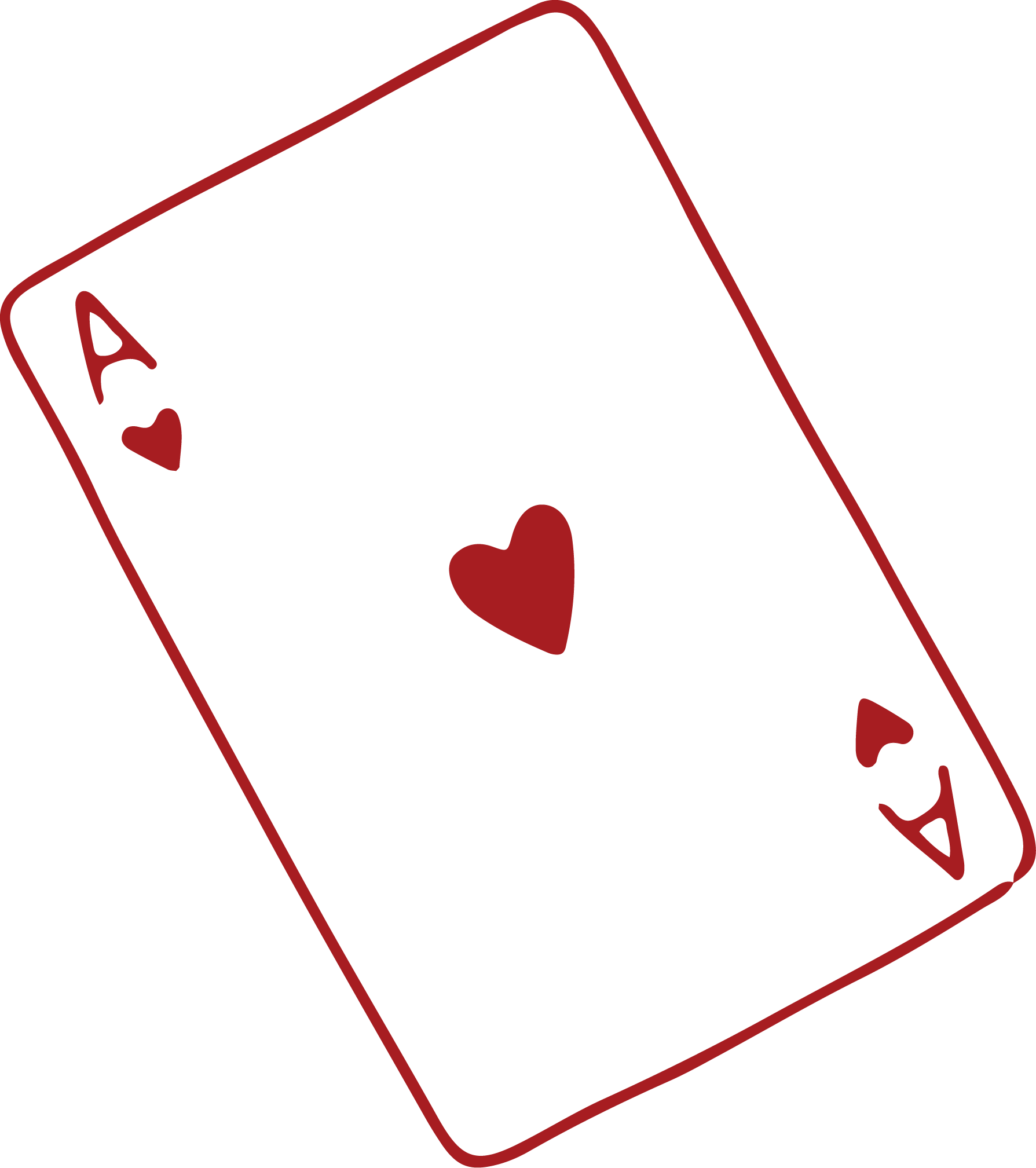 A playing card, Ace of Hearts, depicted in a simple outline with red color.