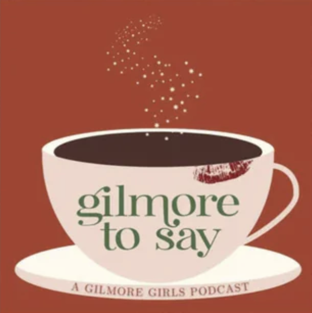 A speech bubble shaped like a coffee cup filled with dark coffee. There are small white bubbles rising from the coffee. The speech bubble has the words "gilm