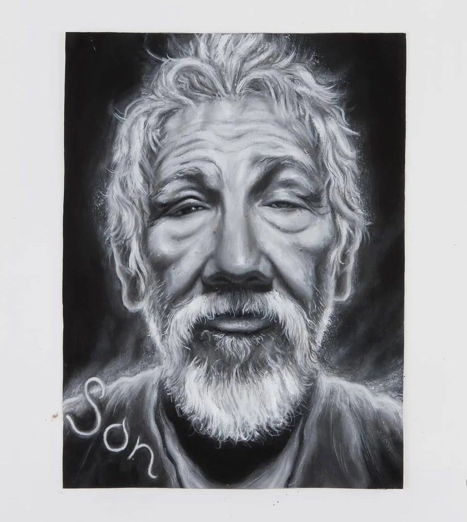 Josiah O'Balles, "Like Father Like Son," oil on paper, 2024.