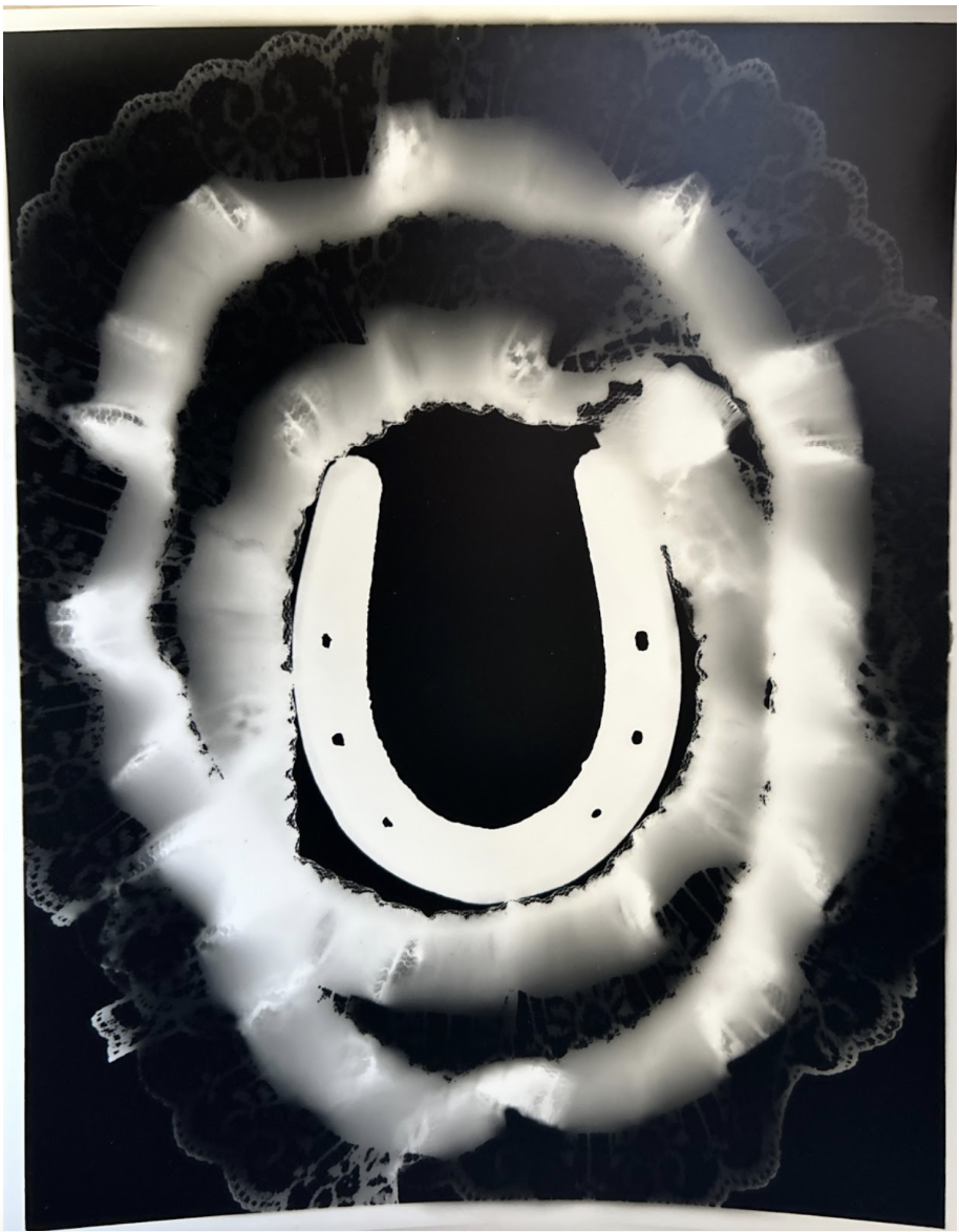 Sophia Garcia, "First Impression," photogram on silver gelatin paper, 2024.