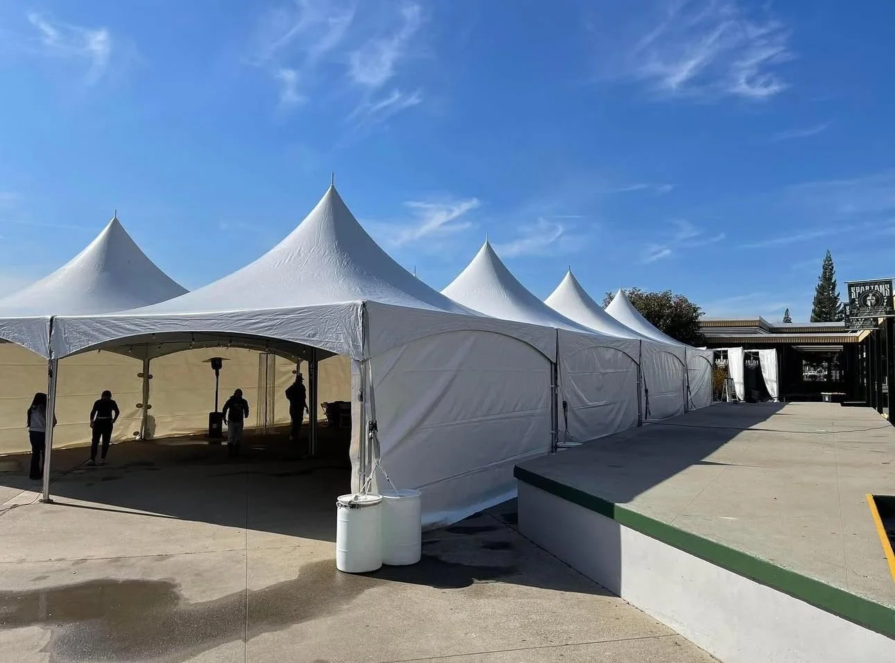 Tents set up for a wedding in Manteca, CA.