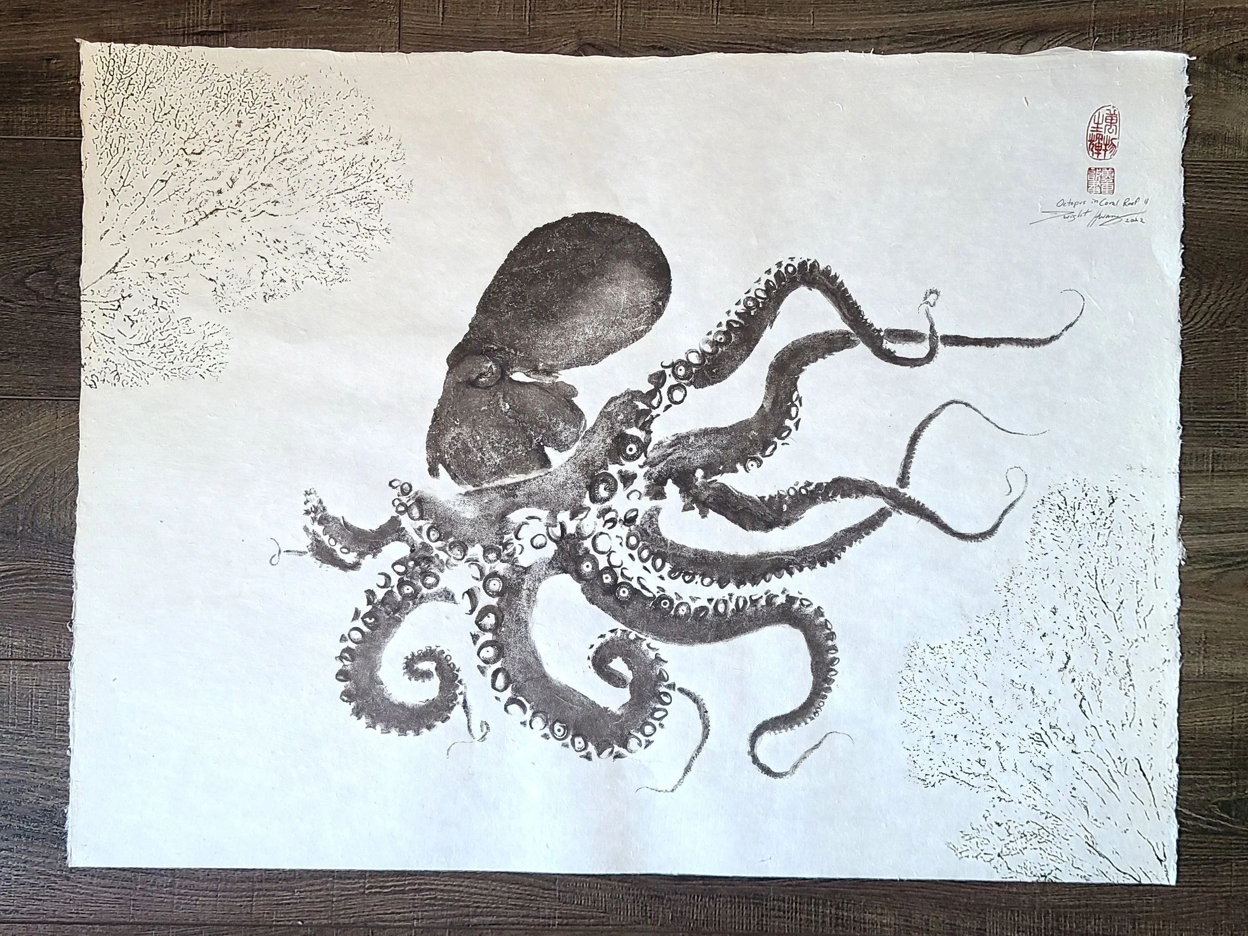 Octopus in Coral Reef II - 30x22"