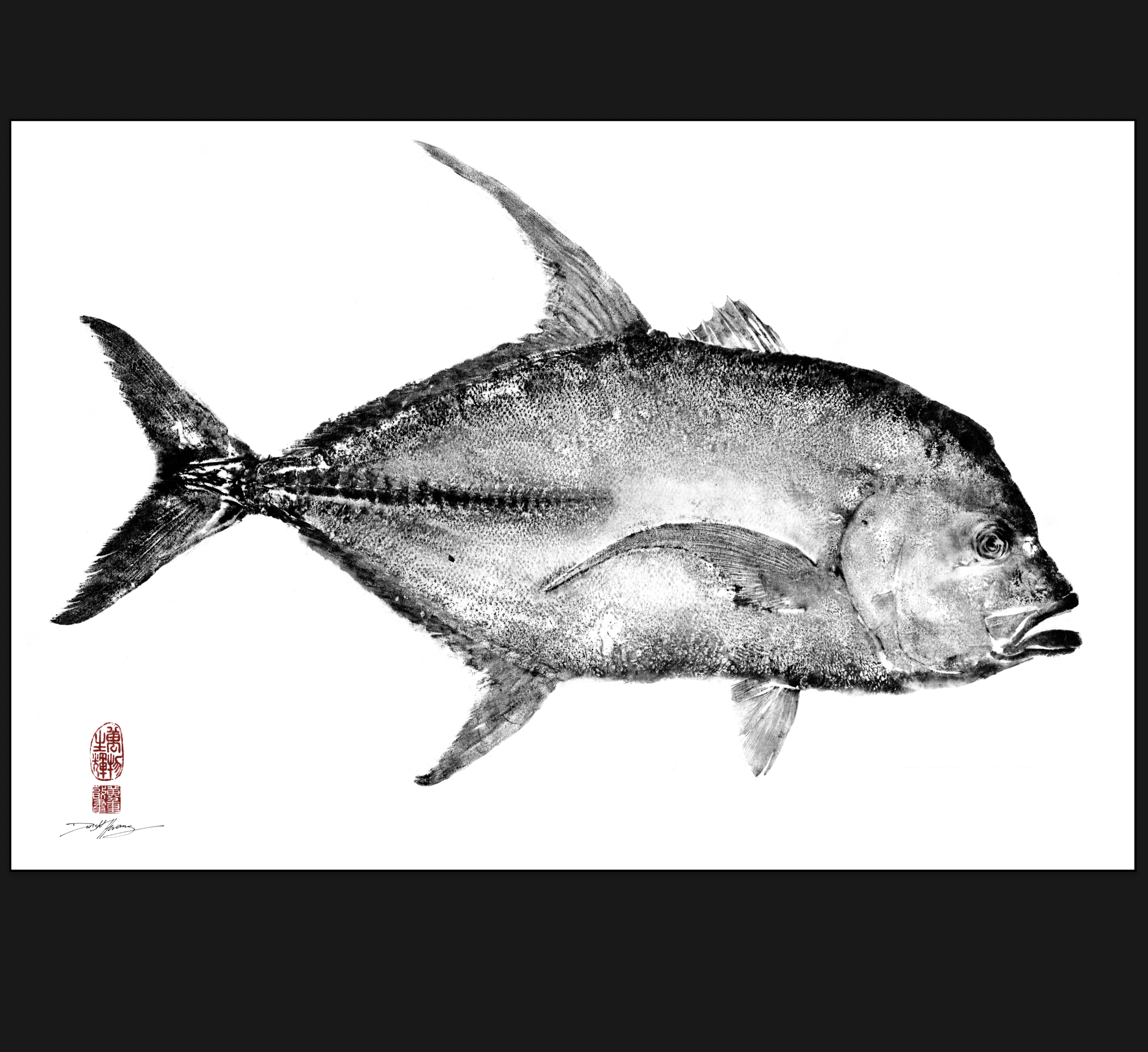 BLACK TREVALLY - Gyotaku Reproduction (Copy)