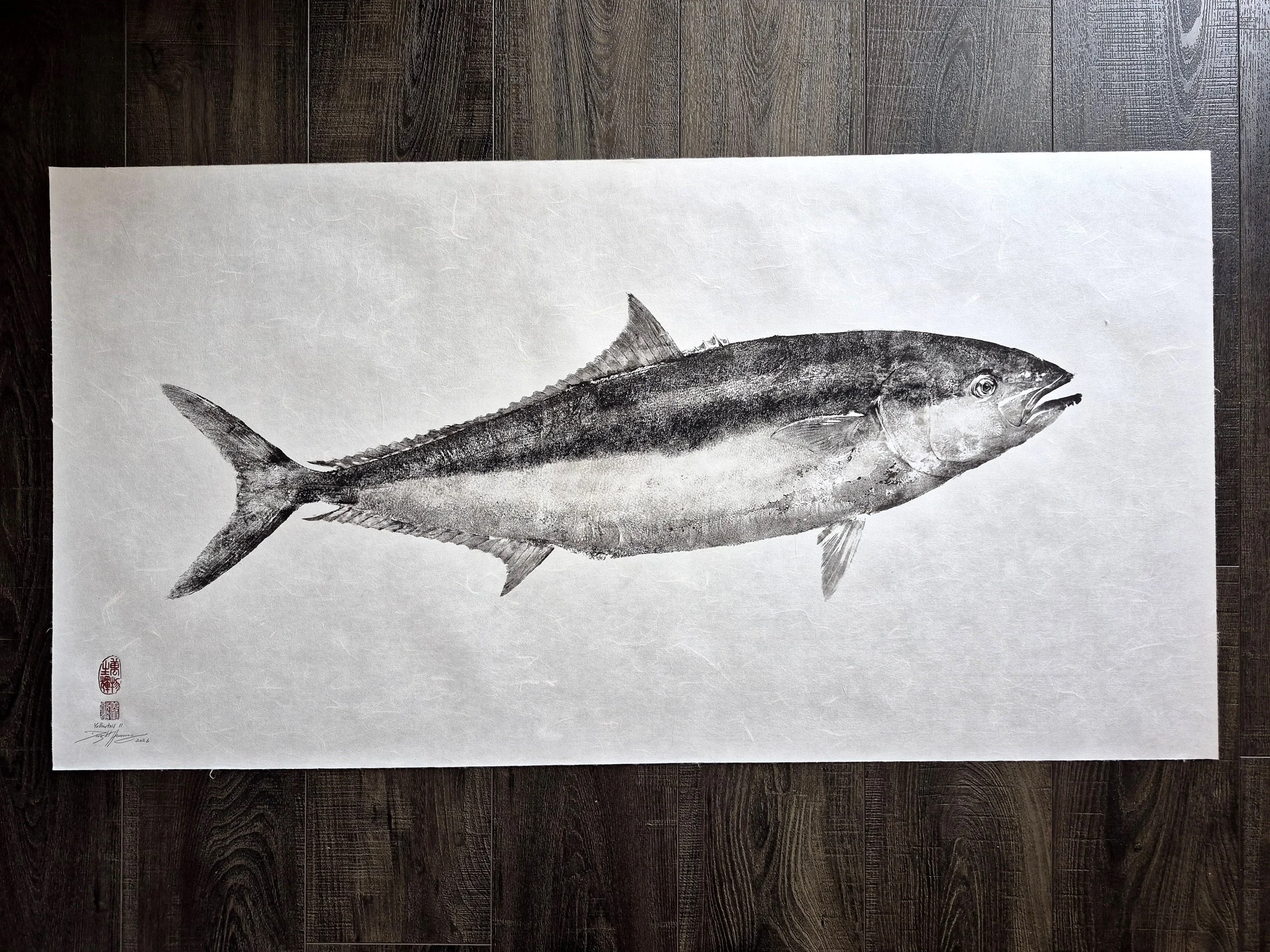 Yellowtail Gyotaku II - Kingfish - Hamachi - 44x23" - 2026
