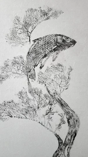 Koi & Bonsai I  Dwight Hwang: Classic & Contemporary Gyotaku