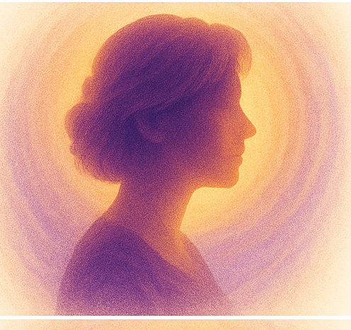 Silhouette of a woman with a soft, colorful glow background