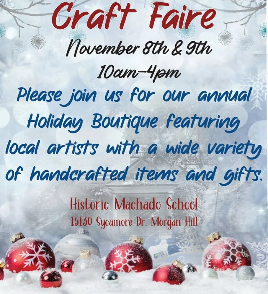 Join me next weekend for my last Morgan Hill event of the year. Both Saturday and Sunday I will be selling my Handmade and Upcycled items at Historic Machado School on 15130 Sycamore Drive