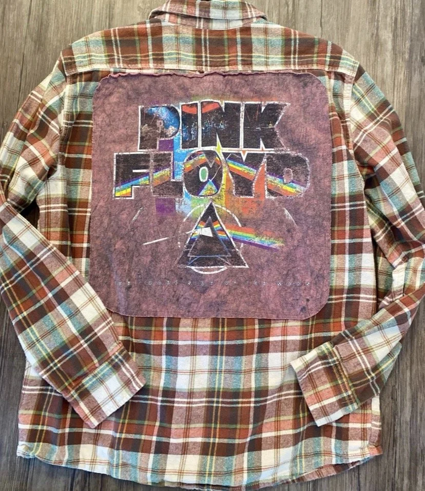 Upcycled Pink Floyd X large Flannel