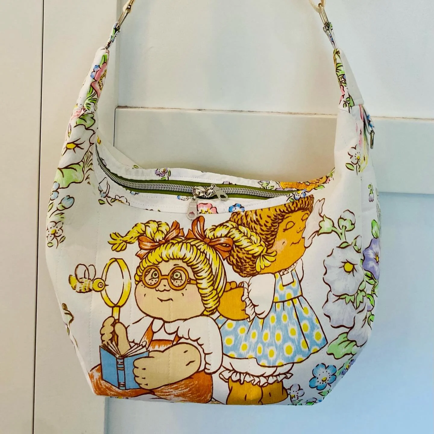 3 new Upcycled Large Shoulder Bags added to my shops today. $70 plus shipping #strawberryshake #winniethepooh #cabbagepatchkids #shoulderbag