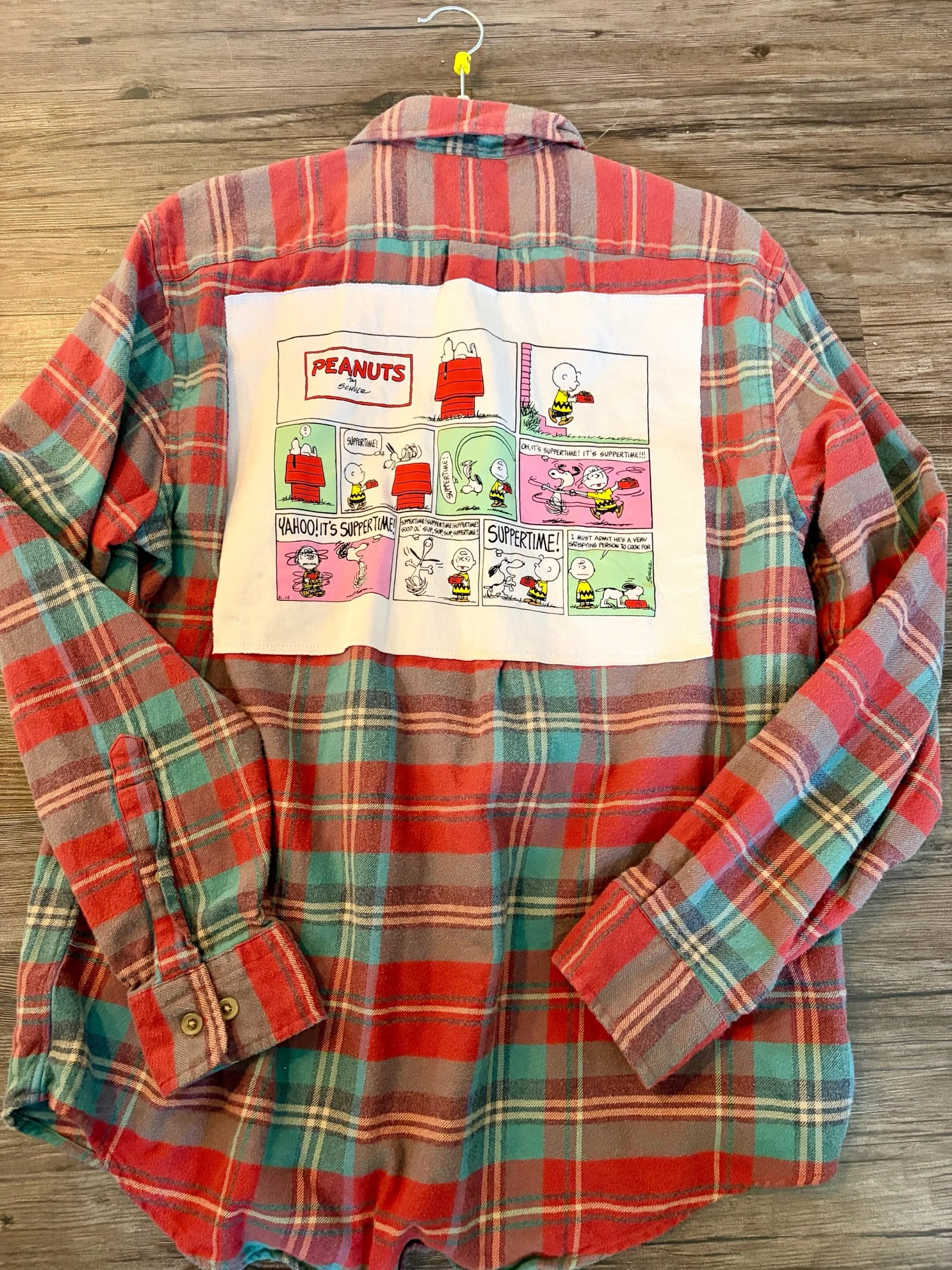 Upcycled Peanuts Medium Flannel