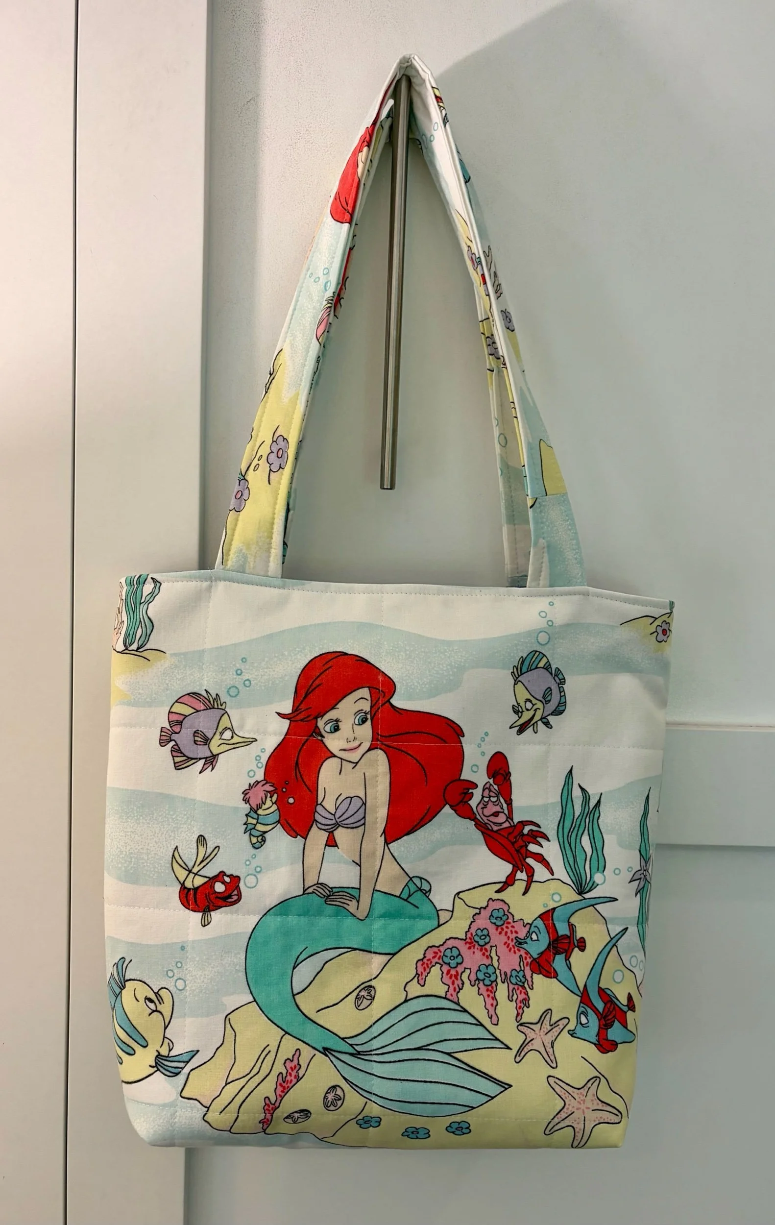 Upcycled Disney The Little Mermaid Large Zippered Tote