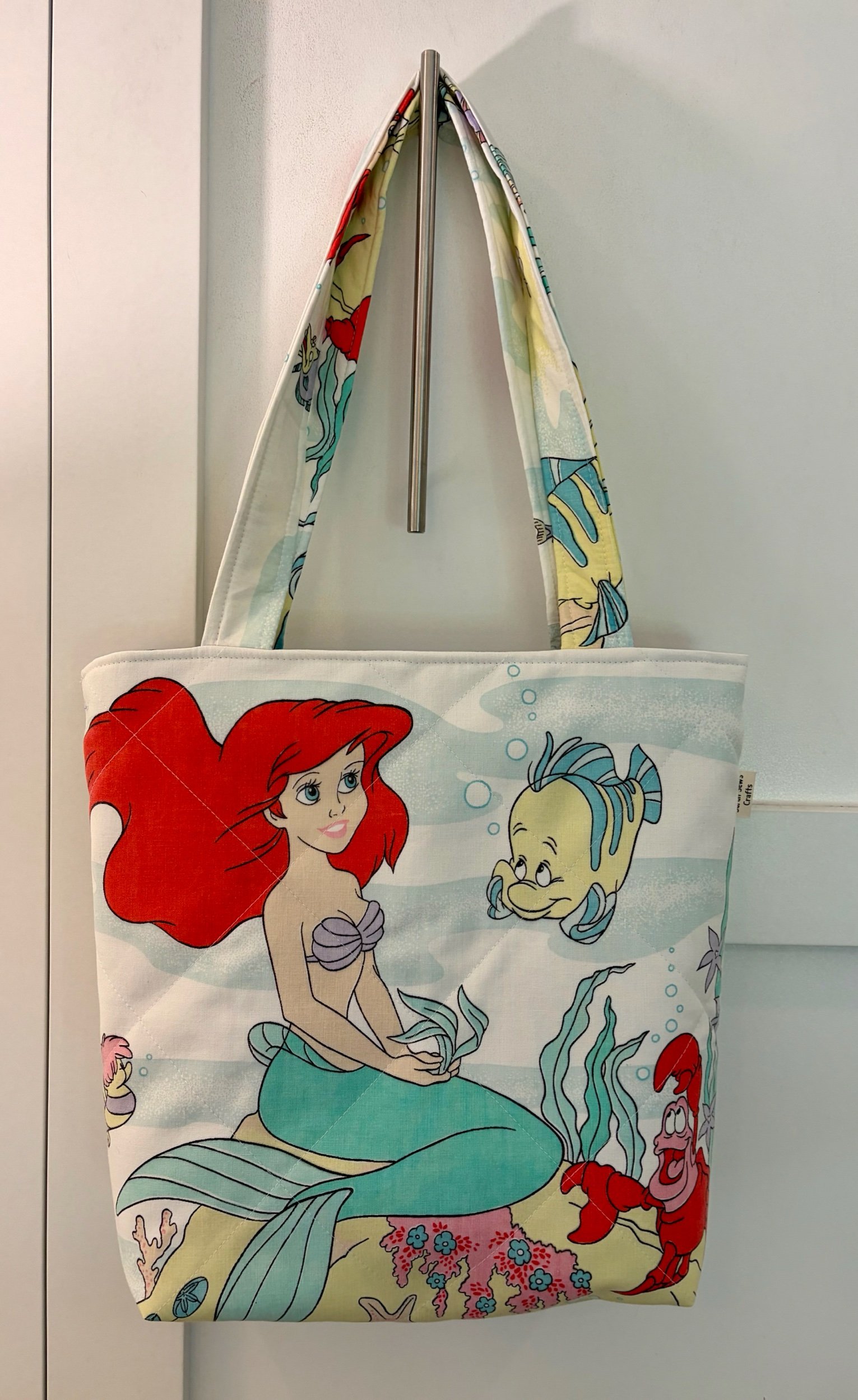 Upcycled Disney The Little Mermaid Large Zippered Tote
